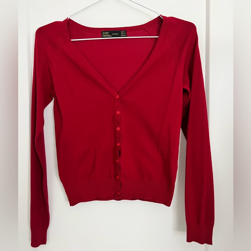 Zara Knit Burgundy Cardigan. Size S.